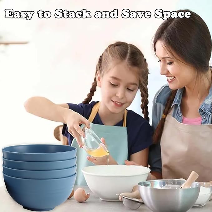 Unbreakable Wheat Straw Cereal Bowls Set of 4, 24 OZ Microwave and Dishwasher - Image 4