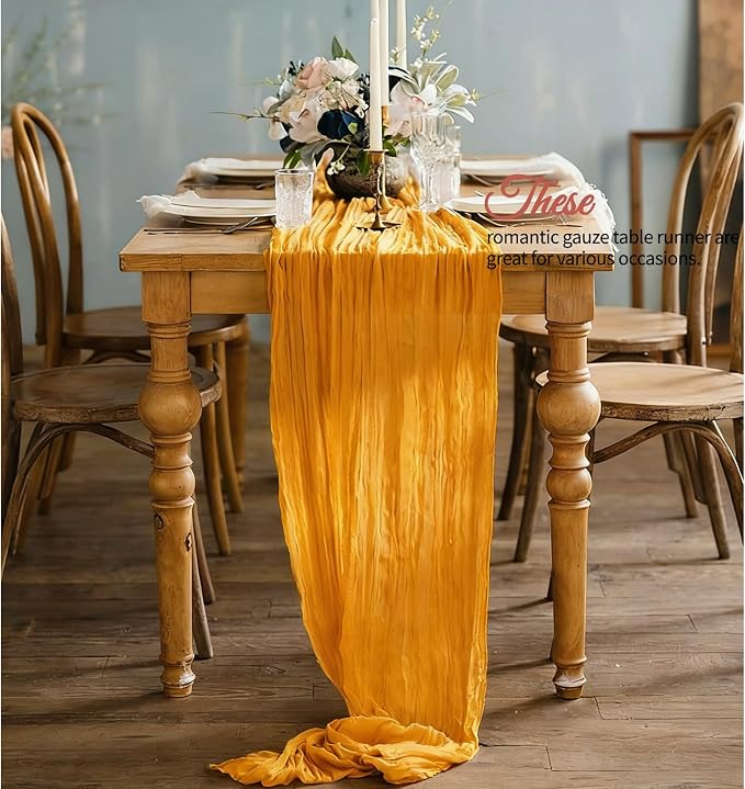 12 Pcs Gold Cheesecloth Table Runner 10Ft, Semi Sheer Cheese Cloth Fabric - Image 7