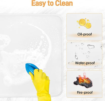 Heat Resistant Mat for Air Fryer, 15 x 18in Heat Resistant Mat for Countertop, Fireproof Silicone Countertop Protector Appliance Slider for Air Fryer, Coffee Maker, Toaster, Oven (White)
