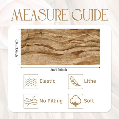 Cheesecloth Table Runner Khaki 10FT Boho Gauze Runner, 2 Pack | 120 Inch Cheese - Image 2