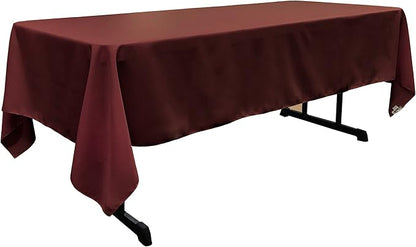 LA Linen Polyester Poplin Washable Rectangular Tablecloth, Stain and Wrinkle Resistant Table Cover 60x102, Fabric Table Cloth for Dinning, Kitchen, Party, Holiday 60 by 102-Inch, Burgundy
