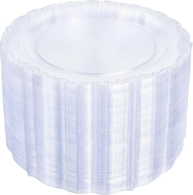 Upassion 100 Pieces Clear Plastic Plates by Upassion