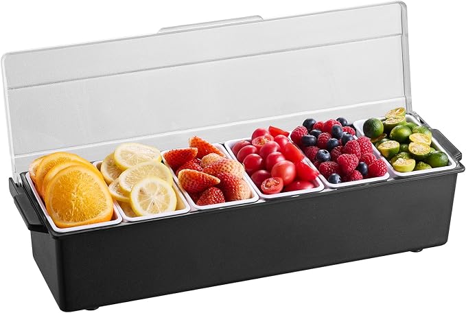 VEVOR Chilled Condiment Server, 6 Compartment Ice Cooled Condiment Serving - Image 9