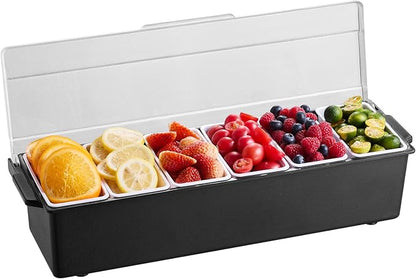 VEVOR Ice Cooled Condiment Serving Container, 6 Compartments Chilled Server - Image 4