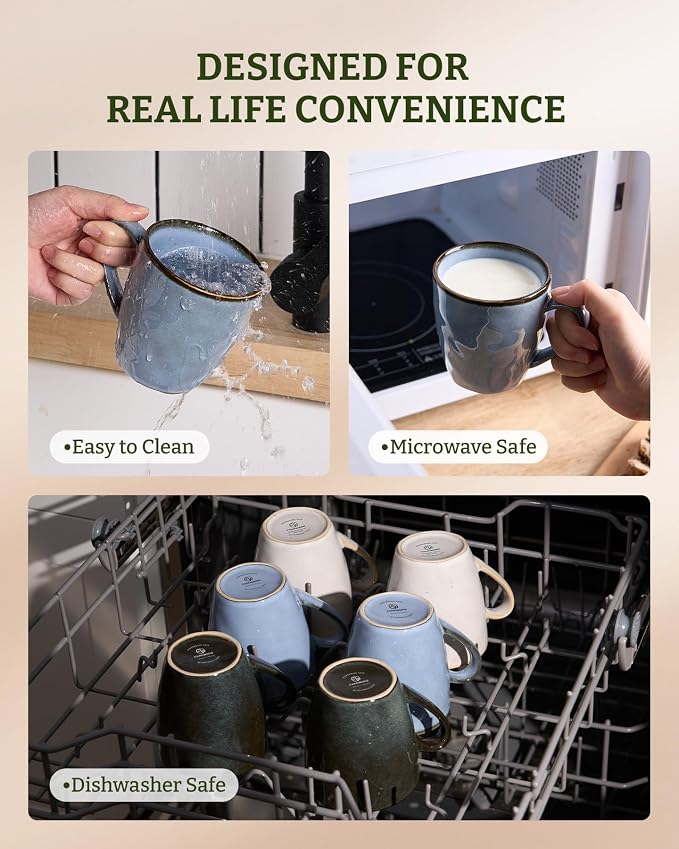 famiware Coffee Mugs Set of 6, Ocean Round 11.5oz Coffee Cup Set - Image 5