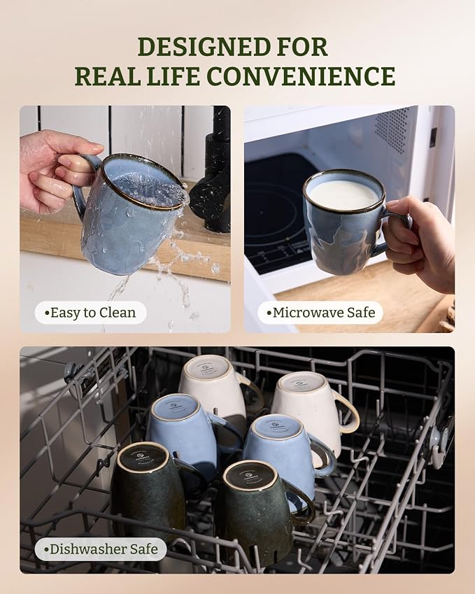 famiware Coffee Mugs Set of 4, Ocean Round 11.5oz Coffee Cup Set - Image 5
