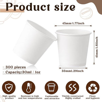 300 Pack 1oz Mini Coffee Cups Disposable Paper Cups Hot or Cold Beverage Cup - Image 2