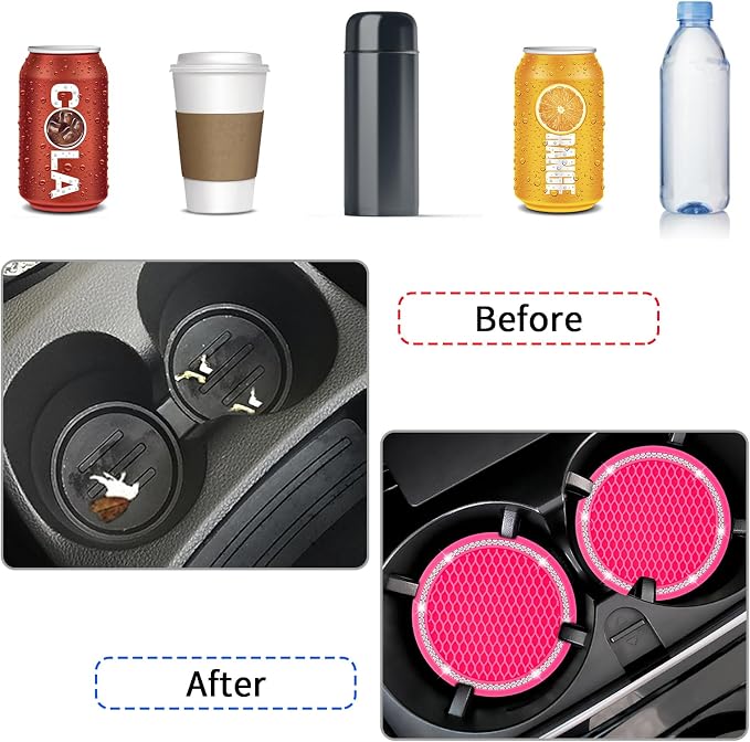 Car Coasters, 4 Pack Universal Vehicle Bling Car Coaster, Rhinestone Coaster - Image 4