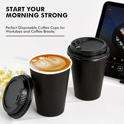 RACETOP Coffee Cups with Lids 12 oz, 100 Pack Disposable To Go Cups, To-go - Image 9