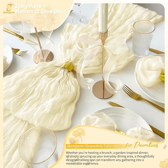 Showgeous 30 Pack Ivory Cheesecloth Table Runner, 17 x 108 Inches | Boho - Image 8