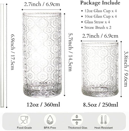 Clear Drinking Glasses Set of 8, 12 Oz Highball & 10 Oz Cocktail Glasses - Image 7