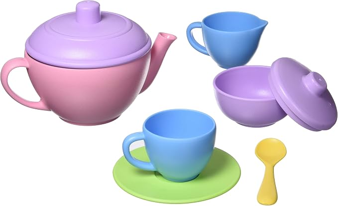 Green Toys Tea Set, Motor Skills, Language & Communication Kids Role Play Toy. - Image 4