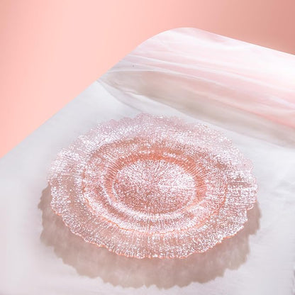 U-QE 60PCS Pink Plates for Party - Pink Valentines Plates Disposable Heavy Duty - Clear Pink Plastic Plates for Valentine's Day Including 30 Plastic Dinner Plates 10" & 30 Plastic Dessert Plates 7"