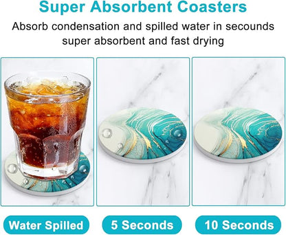 Coasters for Drinks, Kitchen Home Decor Housewarming Gift, Round 4 in - Image 3