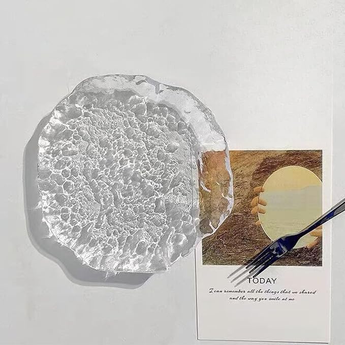 Lead-Free Crystal Glass Irregular Plate Coasters, Transparent, 14.5cm Thickened - Image 5
