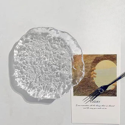 Lead-Free Crystal Glass Irregular Plate Coasters, Transparent, 14.5cm Thickened - Image 5