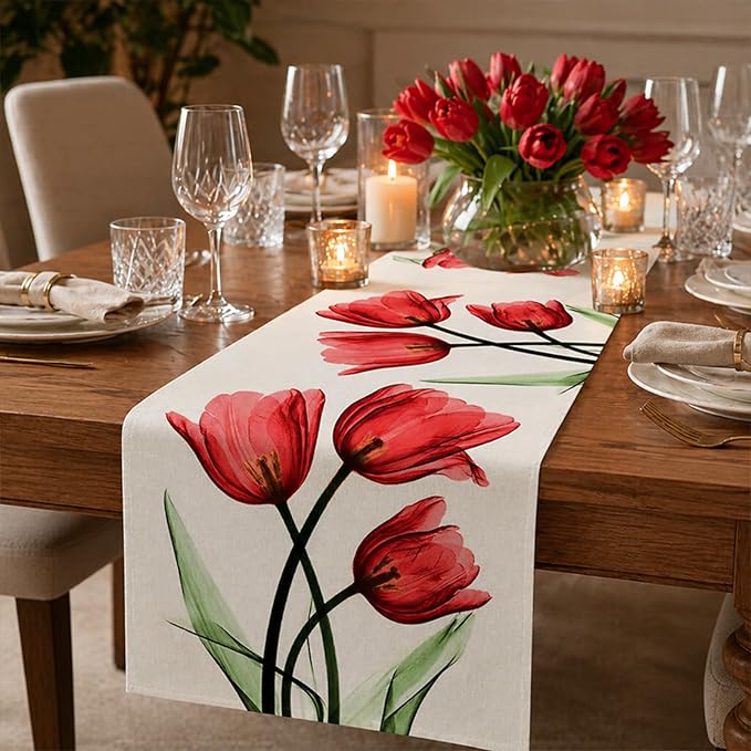 Floral Table Runner Mode Flowers Spring Summer Table Runner Seasonal Table - Image 2