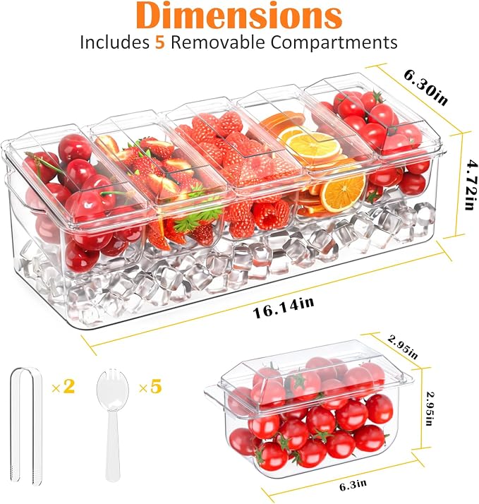 ARSTPEOE Condiment Tray, Chilled Condiment Server, Bar Accessories on Ice | - Image 2