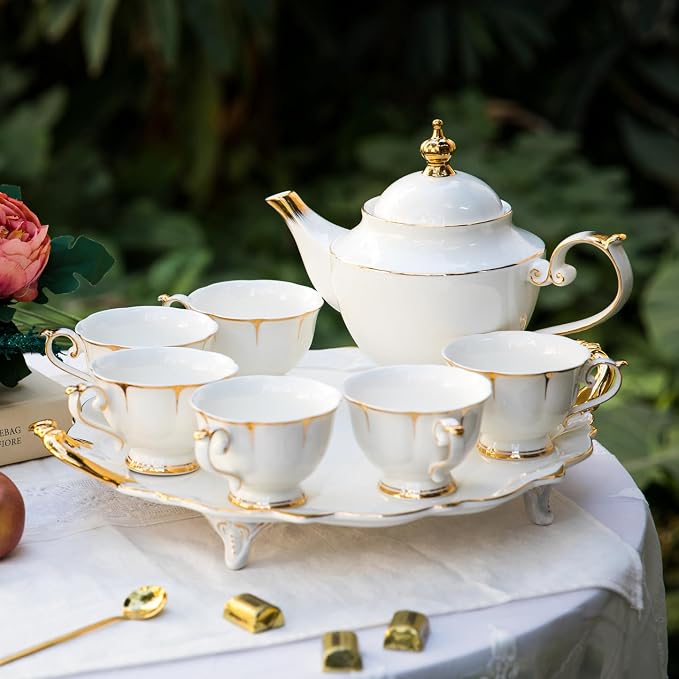 ACMLIFE Tea Sets for Adults Fine Bone China Tea Set for 6, Porcelain Teapot - Image 4