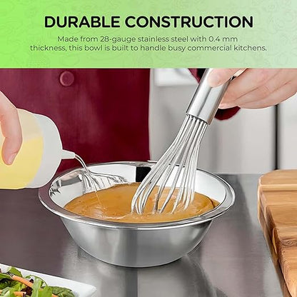 OCS Parts 1.5 Quart Mixing Bowl | 8-Inch Stainless Steel Professional Grade Flat Base Mixing Bowls for Home and Commercial Kitchens | Dishwasher Safe
