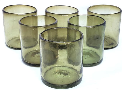 Solid Olive Green 9 oz Short Tumblers, Recycled Glass, Toxin-Free by MexHandcraft