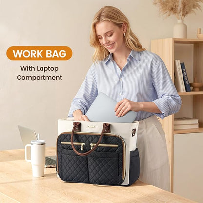 LOVEVOOK Tote Bag for Women, Teacher Nurse Work Laptop Bag, Quilted Bible - Image 2