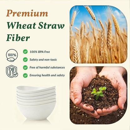 Wheat Straw Bowls, Large Salad Bowls Set of 6, 60 OZ Large Capacity Serving Bowl - Image 3