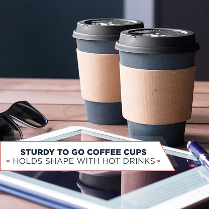 Disposable Coffee Cups With Lids and Sleeves, 12 oz - Image 4