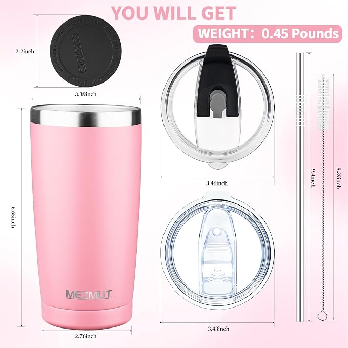 MEZMUT 20oz Insulated Tumbler Cup Travel Coffee Mug - Image 3