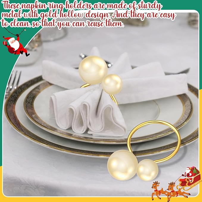 Sliner 24 Pcs Pearl Napkin Rings - Image 7