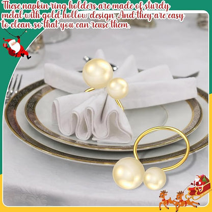 Sliner 100 Pcs Pearl Napkin Rings - Image 7