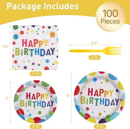 100 Pcs Disposable Birthday Party Tableware Set - Image 2
