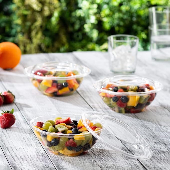 GUSTO [24 oz. - 50 Count Clear Plastic Salad Bowls - Perfect - Image 5