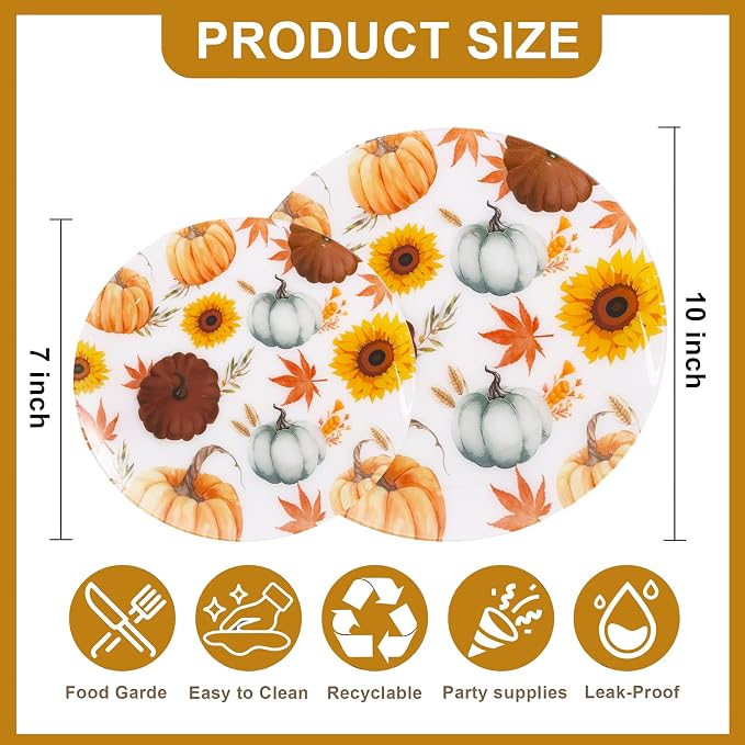 24Pcs Thanksgiving Plastic Plates - Image 2