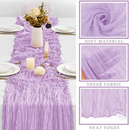 6 Pieces Lilac Cheesecloth Table Runner 10FT Pink Runner - Image 2