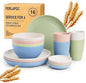 Wheat Straw Dinnerware Sets for 4, 16 Piece Unbreakable Kids Dinnerware Set by Perlapoc
