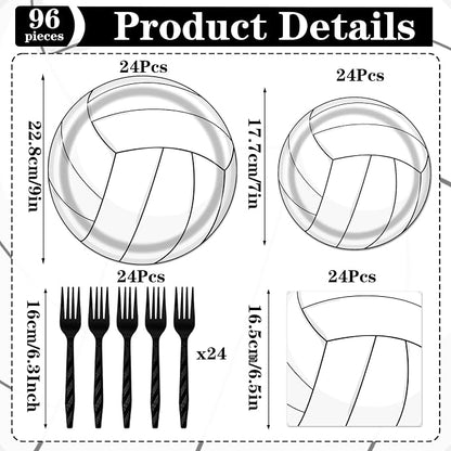 Rakuto Volleyball Party Tableware Decorations, Sports Theme Birthday Baby - Image 2