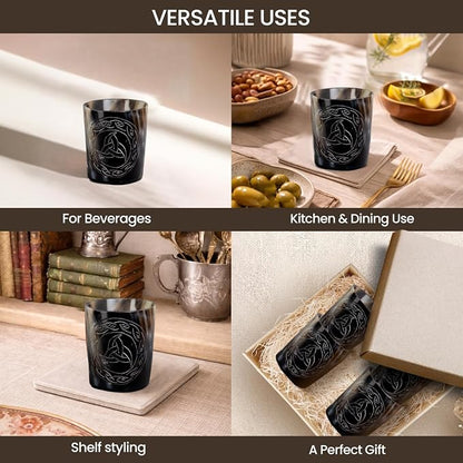 Handicrafts Home Viking Horn Shot Glasses Set of 8, Handmade Natural Ox Horn - Image 4