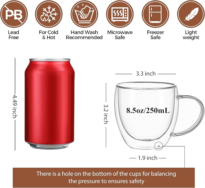 CNGLASS Double Wall Glass Coffee Mugs - Image 2