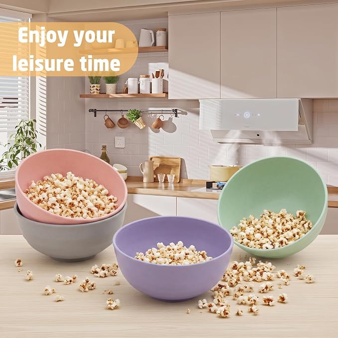 Large Soup Bowls 60oz, Unbreakable & Stackable Wheat Straw Bowls Sets of 6 - Image 6