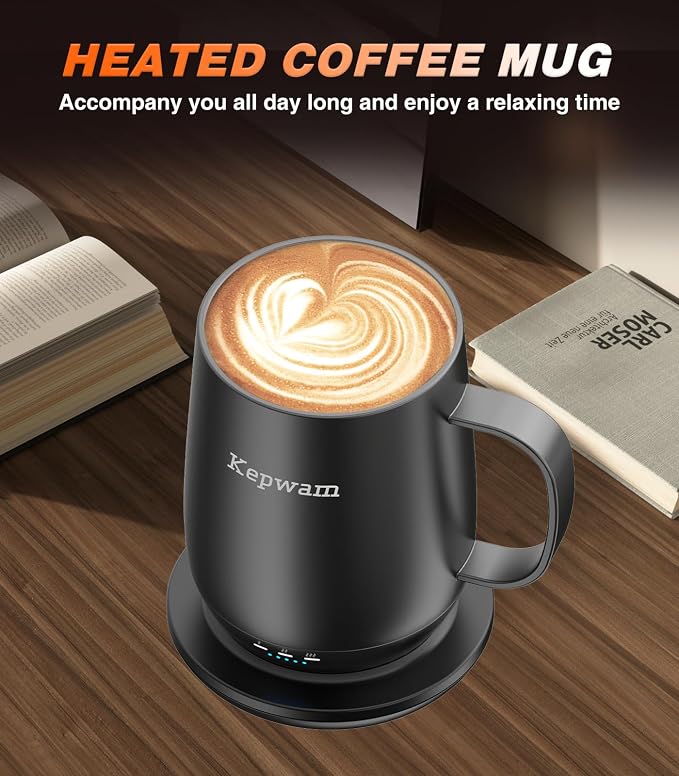 Kepwam Self-Heating Coffee Mug T2, 16oz Electric Heated Mug Hot Up to 149℉ | No - Image 5