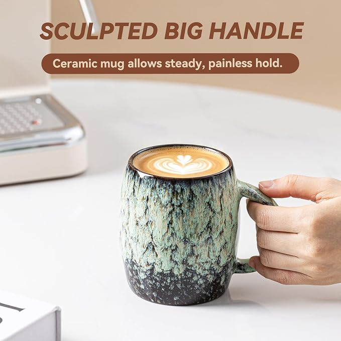 Sage Nebula Ceramic Coffee Mug - 14 oz Unique Mug - Image 7