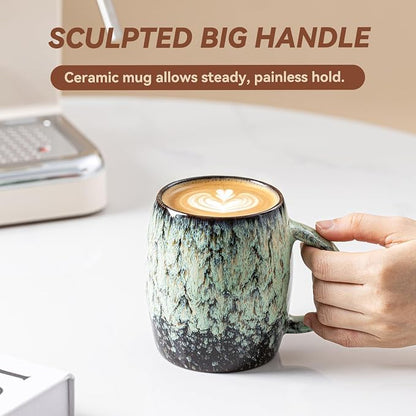 Sage Nebula Ceramic Coffee Mug - 14 oz Unique Mug - Image 7