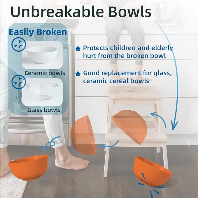 Unbreakable Cereal Bowls 25 OZ Microwave and Dishwasher Safe BPA-Free Bowl - Image 4