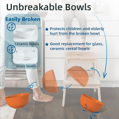 Unbreakable Cereal Bowls 25 OZ Microwave and Dishwasher Safe BPA-Free Bowl - Image 4