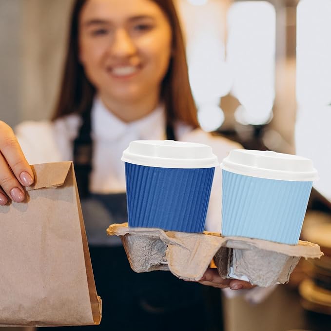 Whaline 100 Pcs Summer Dusty Blue Disposable Coffee Cups - Image 6