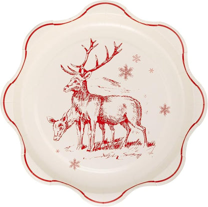 My Mind's Eye Red Vintage Line Art Paper Plates – 8″×8″, 9 Count Holiday - Image 3