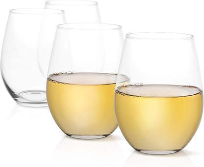 JoyJolt Stemless Wine Glasses Set of 4 – 19 oz Clear Glass Tumblers - Image 6