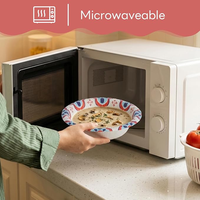 30 Count 8oz Paper Bowls, Small Paper Bowls, Microwaveable and Soak Proof | - Image 4