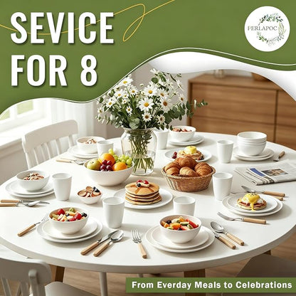 40 PCS Wheat Straw Dinnerware Sets, Service - Image 7